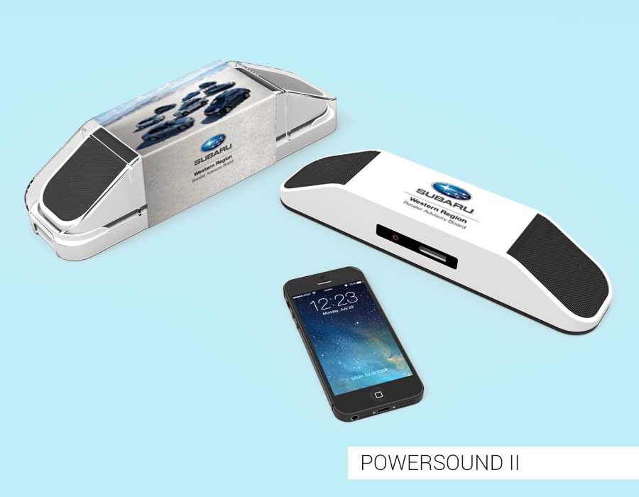 PowerSound II bluetooth speaker and mobile charger Subaru branding