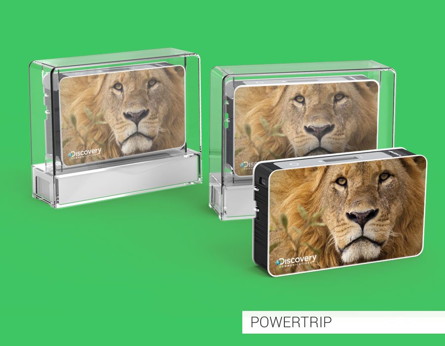 PowerTrip mobile charger with discovery lion print