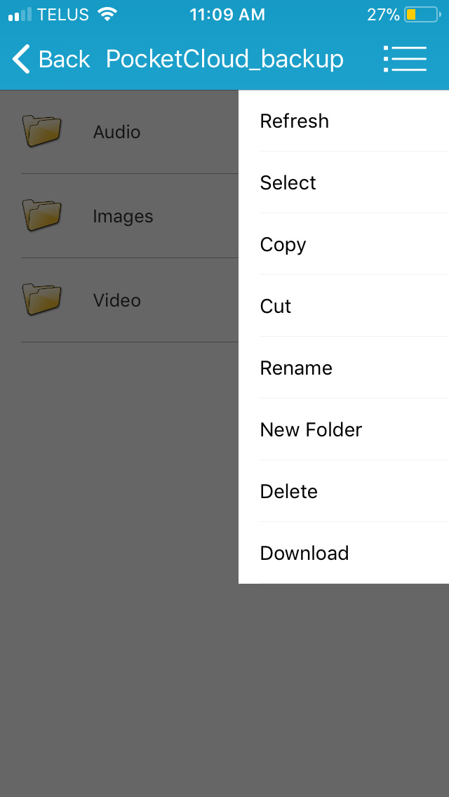 Browse PocketCloud menu