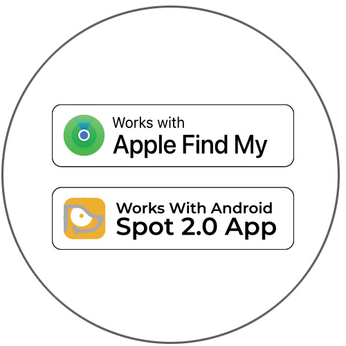 PowerTag_app_Icons_features PowerTag is compatible with Apple Find My and Spot 2.0 for Android
