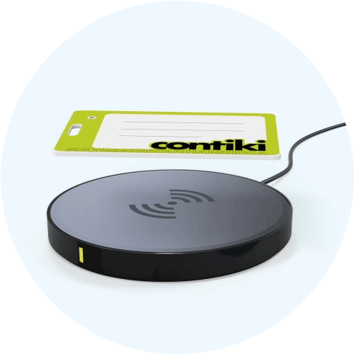 wirelessly chargeable powertag card